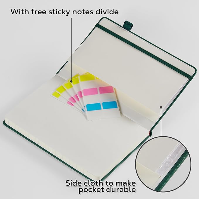 2 Pack Lined Journal Notebook, A5 (5.7"x8.4") Journaling Notebooks for Women Men Writing Work, Black Leather Hardcover, 160 Pages, 100GSM Paper, Daily Journal College Ruled, School Office Supplies