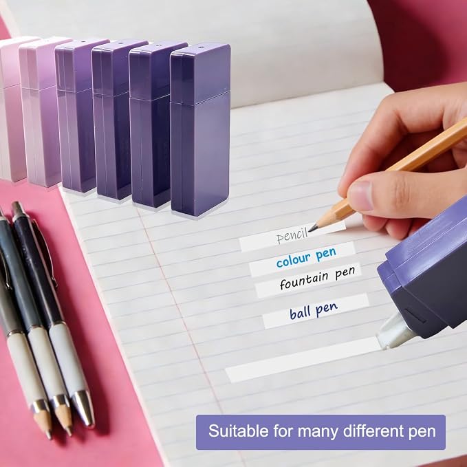 LOPURO White Correction Tape, 6Pcs Cute White Out Correction Tape,Pastel Color Correction Tapes Eraser Easy to Use Instant Applicator for School Office Home Aesthetic Supplies (Purple)