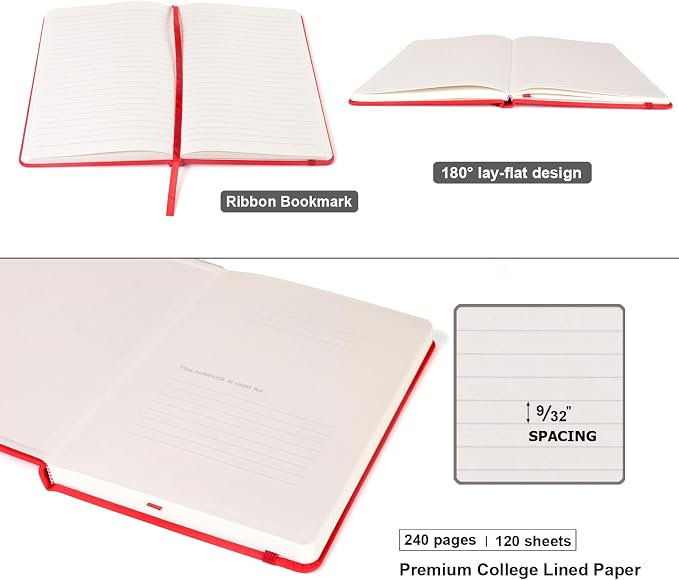 Comix 8 Pack Lined Journal Notebooks for Work, 240 Pages, 5.5"x8.3", Hardcover, A5 Medium College Ruled, Journaling Notebooks for Notes-taking, Fits for Office School Home, Assorted Color