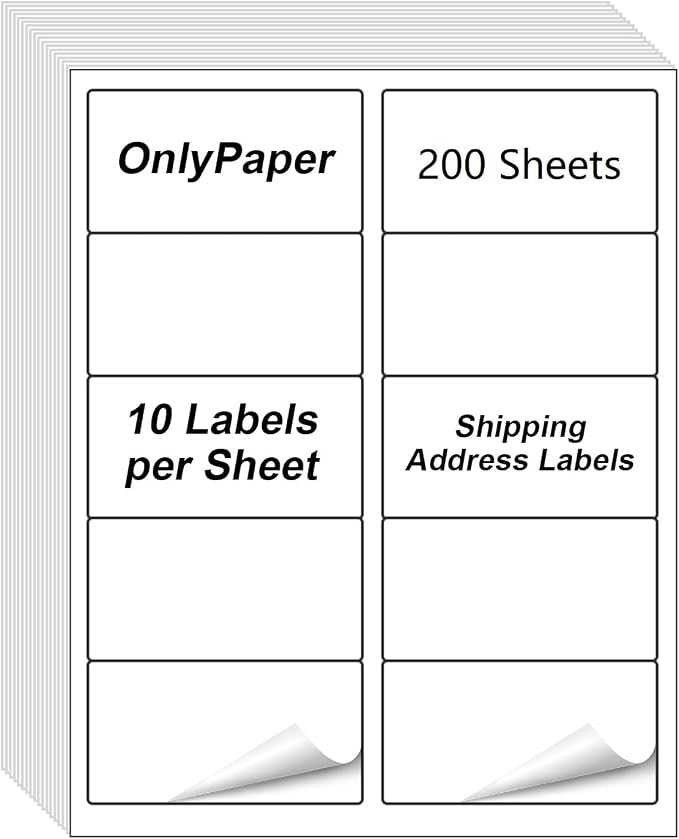 2" x 4" Shipping Labels - 200 Sheets 10 Up Self Adhesive Mailing Labels,2000PCS Address Labels for Laser & Inkjet Printers, Handwrite-Friendly