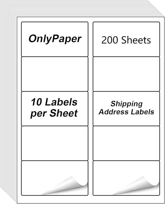 2" x 4" Shipping Labels - 200 Sheets 10 Up Self Adhesive Mailing Labels,2000PCS Address Labels for Laser & Inkjet Printers, Handwrite-Friendly