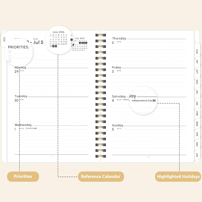 Planner 2026-2027, Weekly and Monthly Academic Planner, July 2026 - June 2027, Hardcover Calendar Agenda Book for School Year Planning, School Supplies for Teacher and Student, A5(6.3'' x 8.5'')