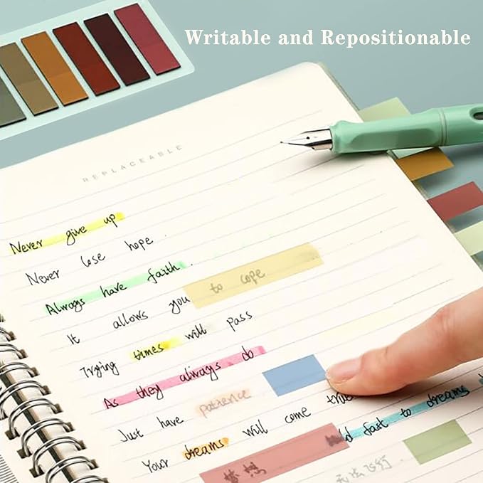 ELII 600 Pcs Index Tabs Page Markers,Transparent Sticky Notes,Book Tabs | Writable and Repositionable StickyTabs,Page Tabs,Morandi Sticky Note,Bible Study,Planning,Safety Material,Transparent