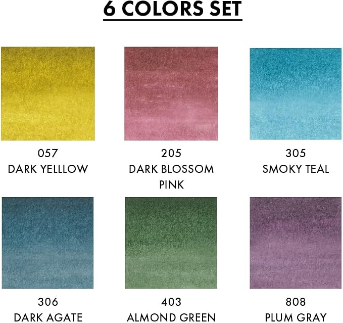 Kuretake ZIG CLEAN COLOR Real Brush 6 colors set Smoky Colors