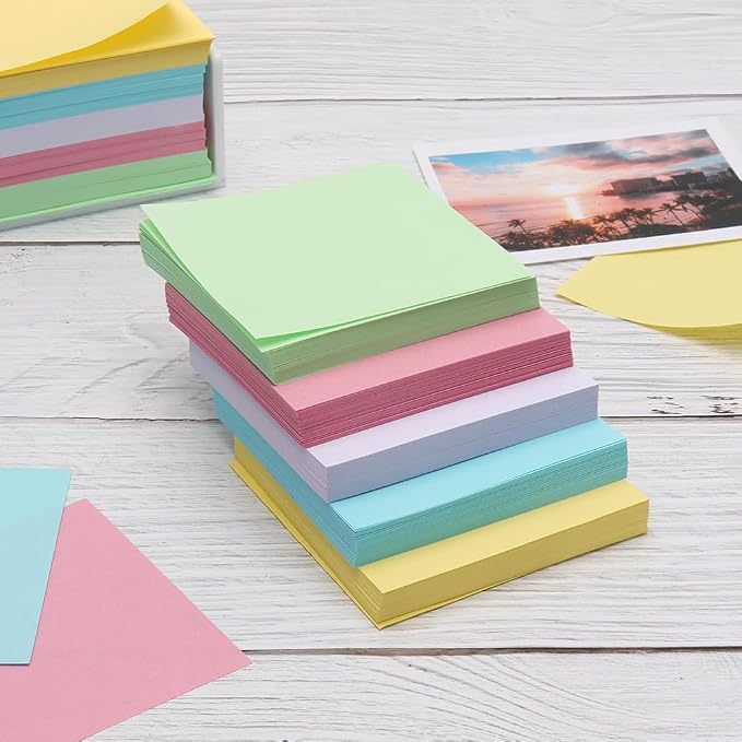 MEI YI TIAN 500 Sheets Bright Color Non-Sticky Blank Notes Cube 3x3 Inch 5 Colors Memo Paper Memo Pad Cubes for Taking Notes Reminders Writing Supplies