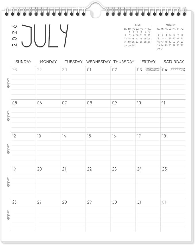Guasslee Wall Calendar 2026-2027, 14"x11.5" Vertical Wall Calendar 2026, 13-Month Desk/Wall Calendar From 2026 Jun - 2027 Jun, Monthly Hanging Planner Spiral Bound For School Home Office Organizing