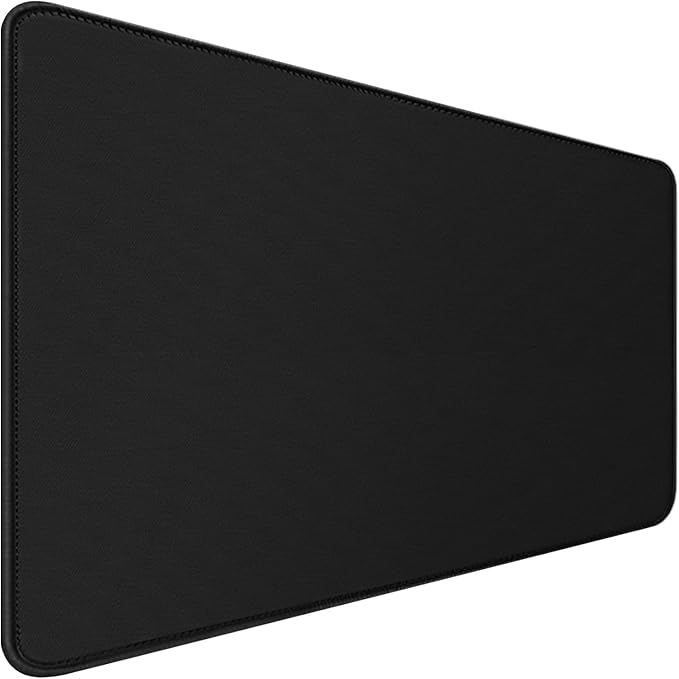 46.9" x 23.5" Waterproof Fabric Desk Pad, Rubber Anti-Slip Base, Stitched Edges No Curling, Fits Laptop Keyboard and Mouse, Smooth Office Mat Large Mouse Pad for Work Game, Black