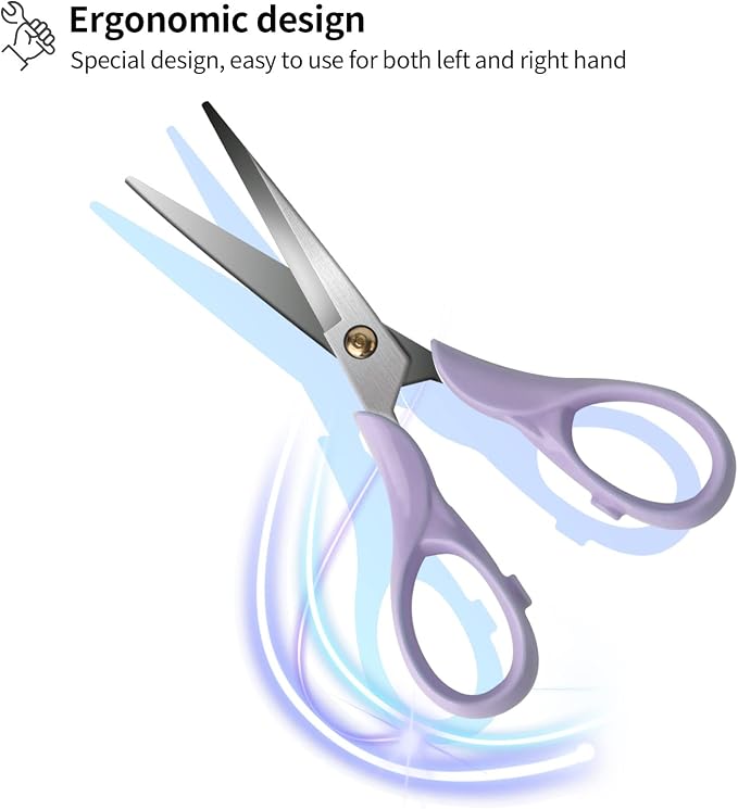 Aesthetic Purple Acrylic Scissors, 6.3" Craft Shears with Sharp Stainless Steel Blades for Home Office & School, Cute Stationery Tools for Bullet Journaling, Scrapbooking & Gift Wrapping