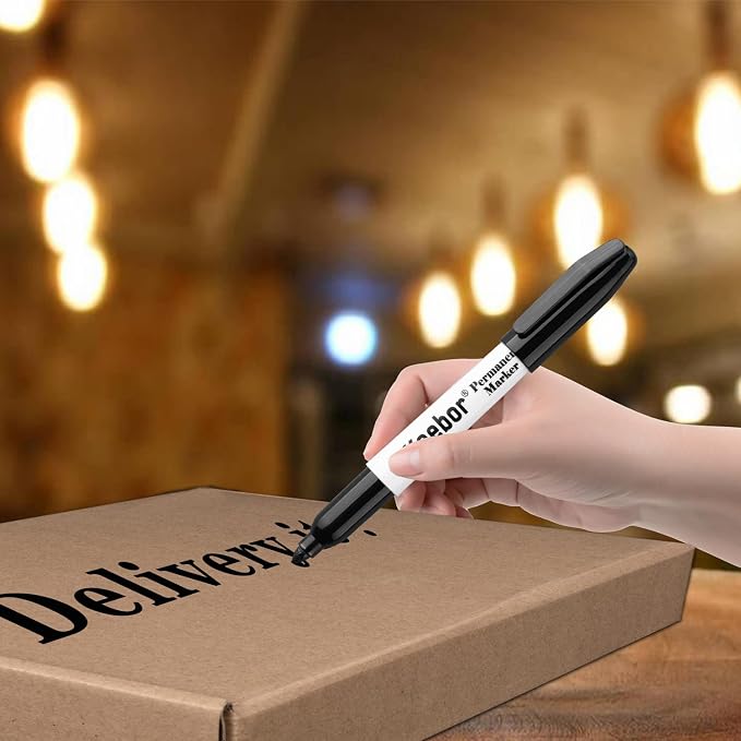 Keebor Permanent Markers Bulk, 60 Pack Black Permanent Markers, Quick Drying & Fade Resistant, Fine Point Marker Set for Wood, Plastic, Paper, Metal