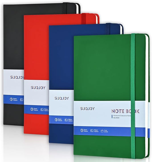 Lined Journal Notebooks, 4 Pack 160 Pages, 5.5x 8.2-Inch Journals for Women Men, Hardcover Notebook with 100 gsm Thick Paper, A5 Size College Ruled Notebook for Writing/Travel/Work (Assorted Color-4 Pack)