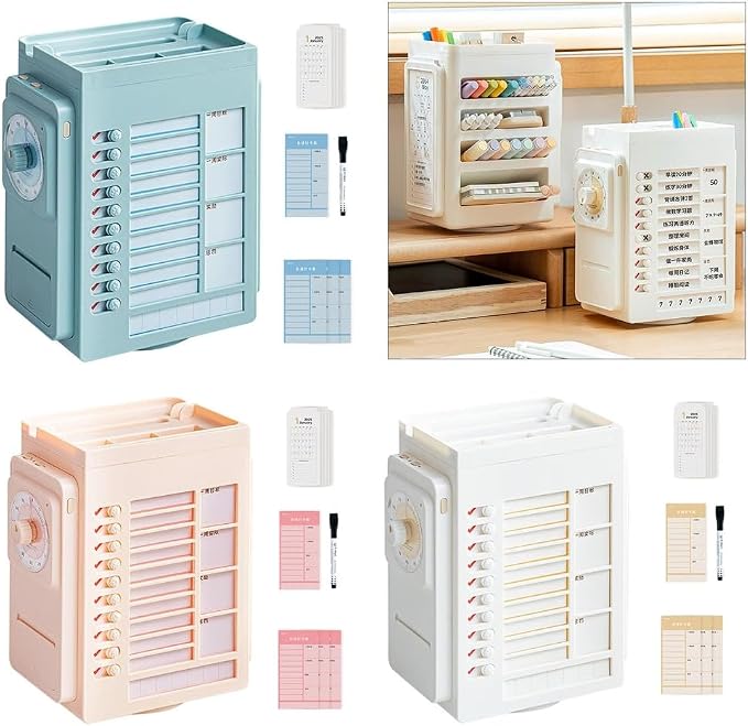Desk Organizers with Visual Times Timer Rotating Pen Holder for School Office