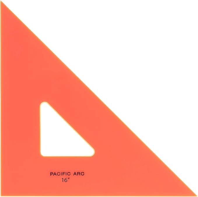 Pacific Arc Drafting Triangle, 16-inch, 45/90 Degrees, Fluorescent Orange