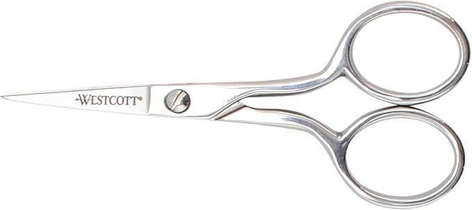 Westcott 4in Forged Paper and Fabric Scissors, Precision Scissors for Embroidery Detail, Sewing and Crafts