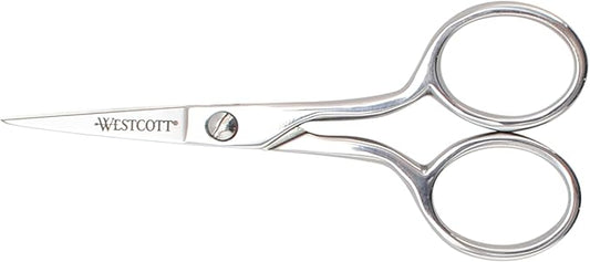 Westcott 4in Forged Paper and Fabric Scissors, Precision Scissors for Embroidery Detail, Sewing and Crafts