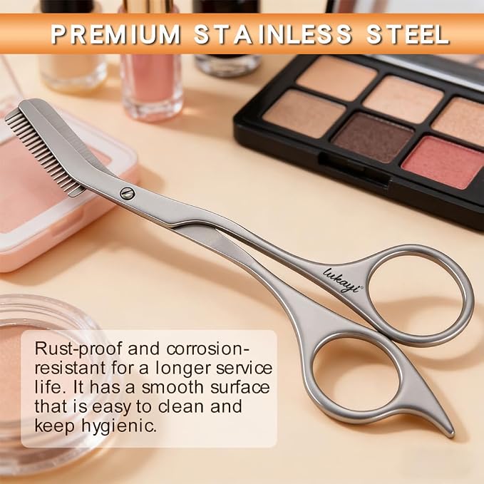 Eyebrow Scissors Professional Grooming Tool for Women Men, Precision Stainless Steel Brow Trimmer for Facial Hair & Eyebrow Shaping for Women & Men