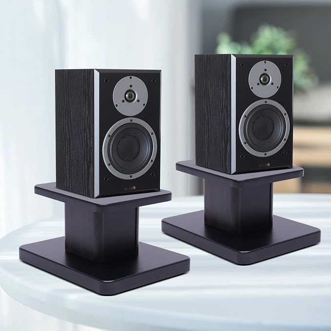 Universal Speaker Stand Pair, H6in Desktop Bookshelf Speaker Stands Holder for Surround Sound Studio Monitors Up to 33lbs, for Home Theater Living Room Floor, Black