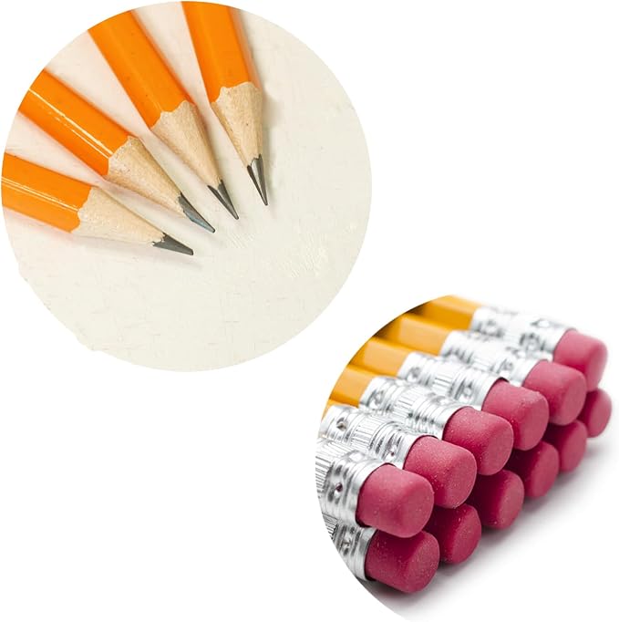 S & E TEACHER'S EDITION #2 HB Pencils 50 Pack, Pre-Sharpened Wood-Cased Pencils with Eraser Tops, Yellow Bulk Pencil for School Teacher Supplies, Writing, Drawing, Sketching & Exams