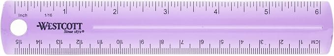 Westcott 6-Inch Plastic Ruler, Assorted Colors, 2-Pack