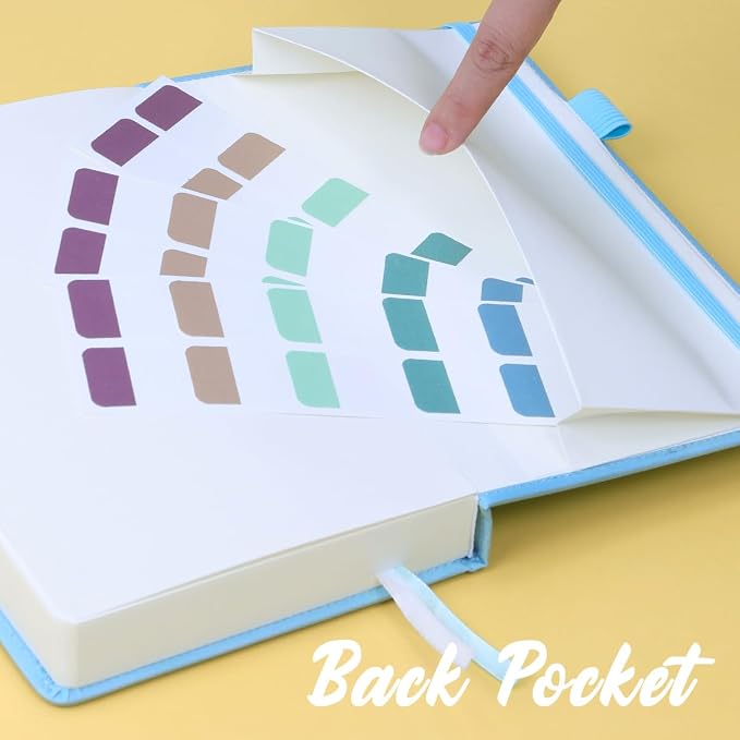 Hoci Poci 400 Pages Lined Journal Notebook, 5.8" x 8.4", Light Blue | Thick Journal for Writing, A5 Hardcover Leather Notebook with 100Gsm College Ruled Paper for Women Men Work Note taking
