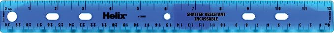 Helix Standard Ruler, 12 Inch / 30cm, Assorted Colors (13105)