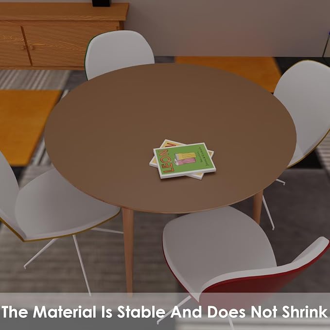 Round Table Cover - Can Be Used On Both Sides Waterproof and Easy to Clean Good Flatness Used for Dining Table(Mud Color+Champagne Gold Dia.42Inch)