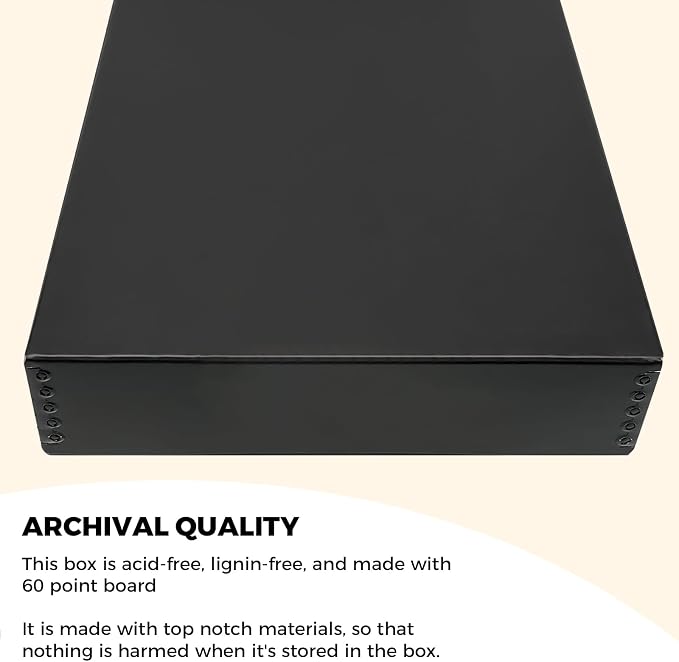 Golden State Art, Drop Front Archival Storage Box, 11.75"x15.25"x3"-Black | Acid-Free 11x14 Museum Photo Storage Box with Metal Edge, Preserve Documents, Prints, Poster, Photographs, Arts And Crafts