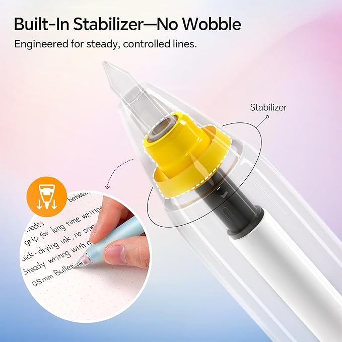 WRITECH Switch Gel Ink Pens: 0.5mm Black Ink Pen Retractable Silent and Clicky Soft Grip Fine Point Pen for Journaling Smooth Writing Quick-dry No Bleed 5ct