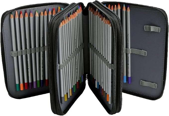 Portable Colored Printing Pattern Morning glory and Daisy Pencil Case 72 Slots Pencil Bag Organizer with Zipper for Watercolor Pens or Markers, Pencil Case Organizer for Artist