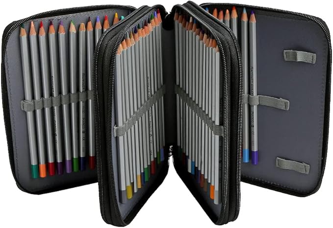 PU Pencil Case - 72 Slots Colored Pencil Case Organizer with Zipper for Watercolor Pens, Pencil Case Organizer for Artist