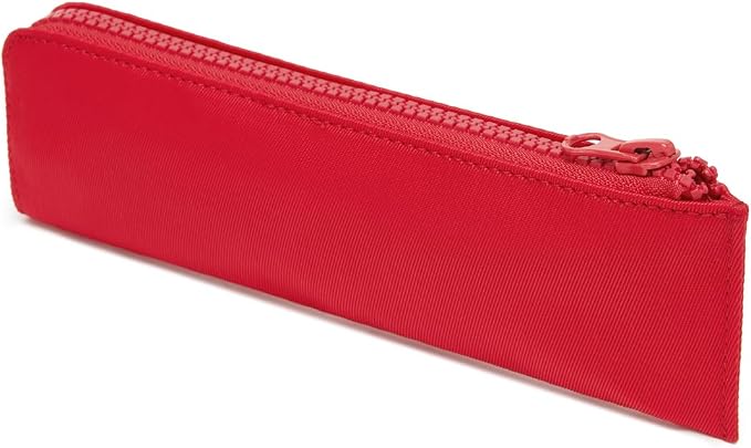 Oxford Pencil Case Slim Pencil Pouch Durable Zipper Stationery Bag Small Travel Use（Red/Oxford）