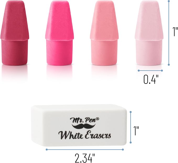 Mr. Pen- School Eraser Combination Set, 66 Pack, Pink Shades | Latex Free Erasers for School, Office, Art Sketching, Homework, Exams, Clean Smudge-Free Correction