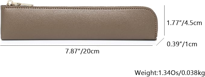 Slim Pencil Case Small Pencil Pouch Pen Case (Pearl Brown/FL)