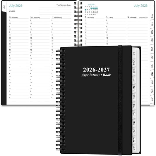 2026-2027 Appointment Book & Planner - Hourly Planner from July 2026 - June 2027, Weekly Appointment Book 2026-2027 with 30-Minute Interval, 6.4" x 8.5", Black