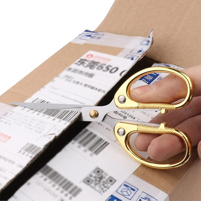 6.3-inch Small Craft Scissors, Sharp Blades Office Scissors for Desk, Stainless Steel All Purpose Scissors for Office, Home, School, DIY, Sewing, Fabric (Gold)