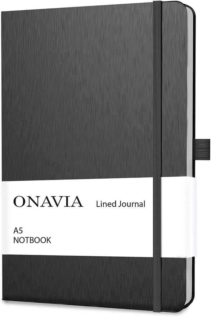 ONAVIA A5 Notebooks for Work, Lined Journal, 160 Pages | 80 Sheets, 5.8 x 8.3 in, Lay Flat, College Ruled, A5 Hardcover Journal, Lined Notebook for Work, School, Note Taking