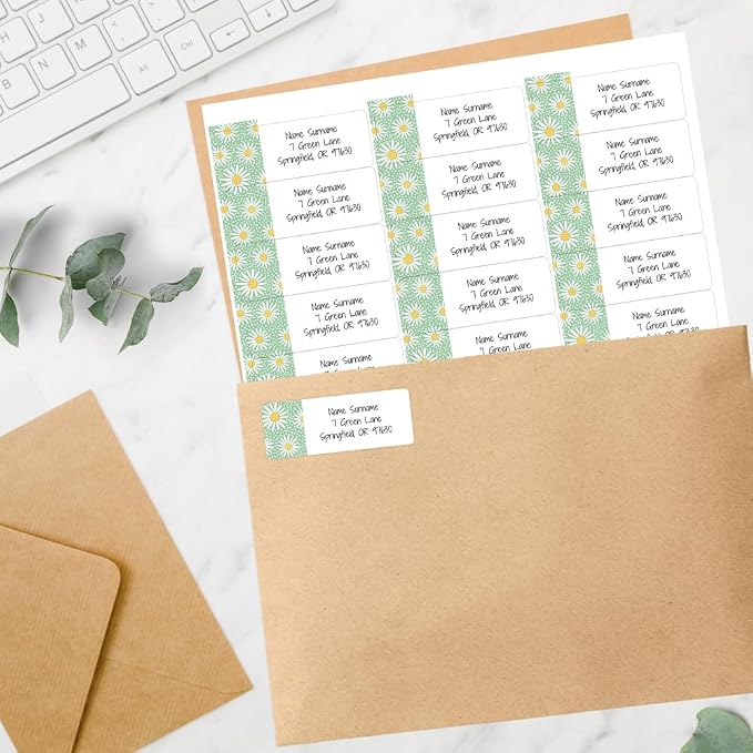 Dotty about Paper Personalized Oopsy Daisies - Green - Return Address Labels x 100