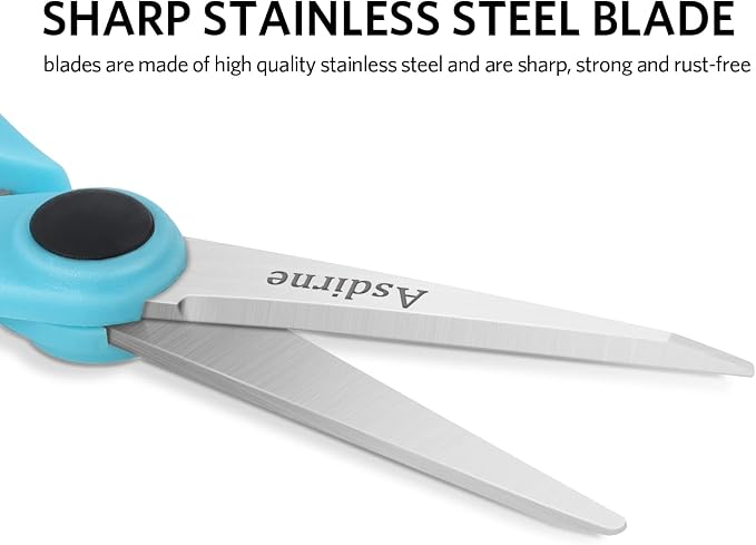 Asdirne 5” Detail Scissors, Embroidery Scissors with Sharp Stainless Steel Blade and Soft Handles, Great for Sewing, Craft, Office and School, 3 Pcs, Blue/Black