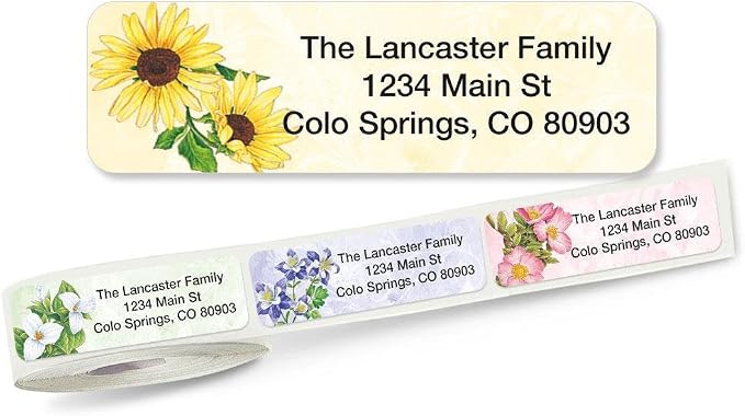 Colorful Images Rolled Personalized Return Address Labels | Spring Floral, 250 Count, Self-Adhesive, With Dispenser Customize with Name & Shipping Addres