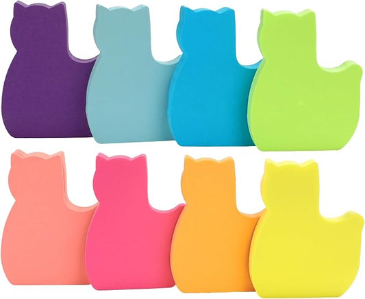 Sticky Notes, Cute Cat Sticky Notes 8 Pads 8 Colors Self-Stick Stickies Funny Note Pads 100 Sheets Teacher Back to School Supplies and Oﬃce Products