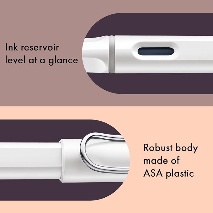 LAMY safari white - Fountain Pen with ergonomic grip & polished steel nib in size M - ideal for any Writing & Calligraphy - including LAMY T 10 blue cartridge - Right-Handed