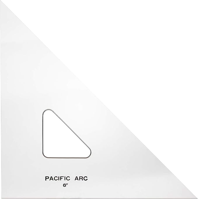 Pacific Arc Drafting Triangle, 6-inch, 45/90 Degrees, Clear Acrylic