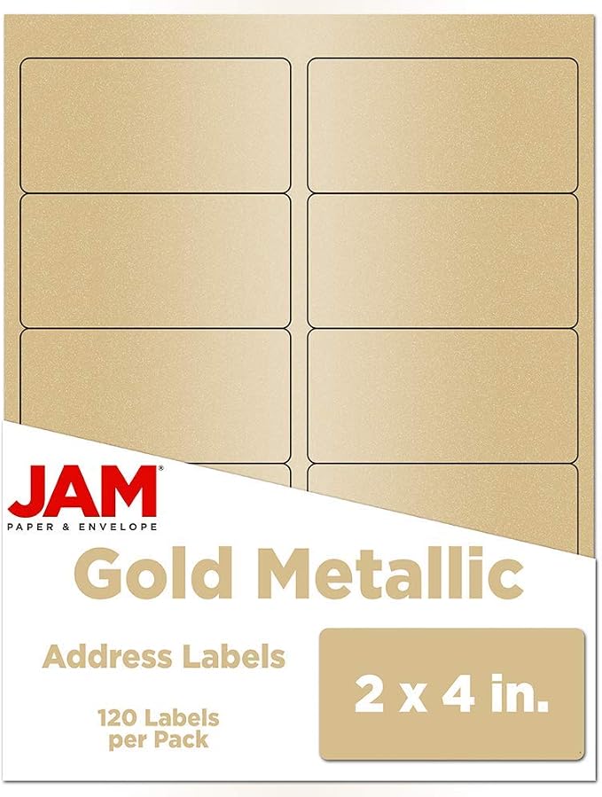 JAM PAPER Shipping Address Labels - Standard Mailing - 2 x 4 - Gold Metallic - 120/Pack