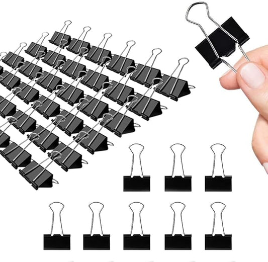 Binder Clips, 144 Pack, 1 Inch, Black, Standard 25mm, Capacity 0.47 Inch, Small Metal Paper Clips, Fold Clamp, Office and School Supplies