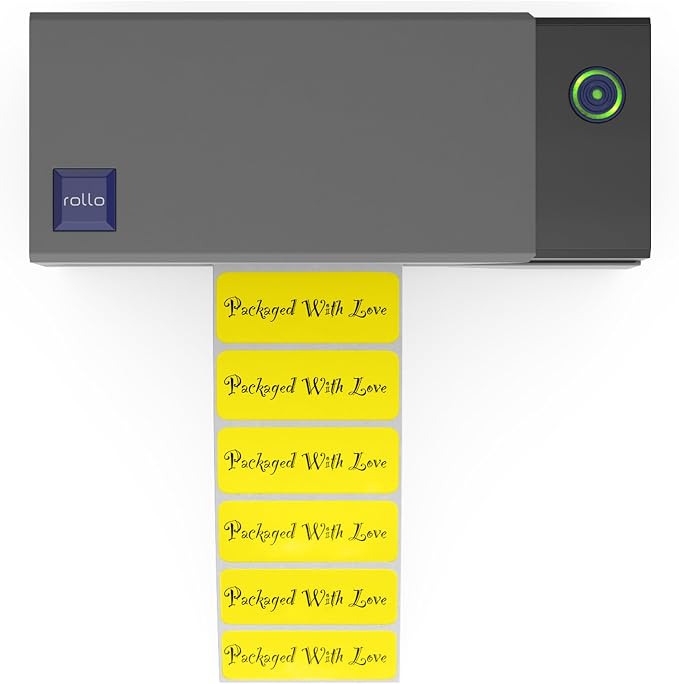 Rollo Direct Thermal 2x1 Sticker Labels - Roll of 1,000 Yellow Thermal Labels - Multi-Purpose Thermal Printer Stickers