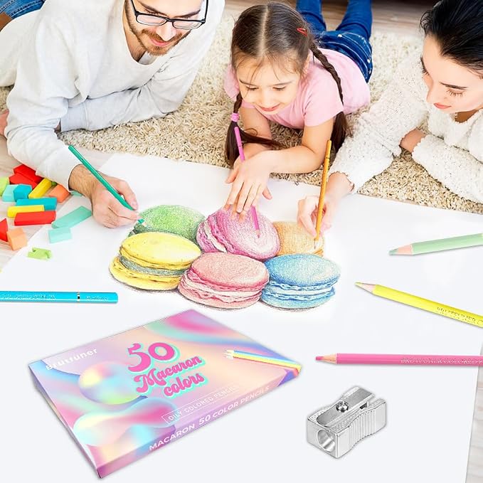 LBW 50 Macaron Pastel Colored Pencils Professional Soft Core for Adults Beginners Sketching Shading