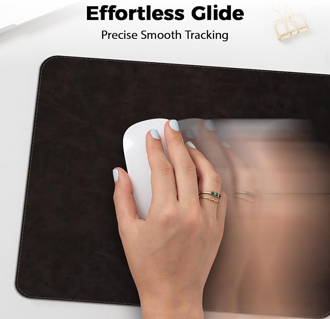 Mouse pad, Non-Slip Washable Waterproof Computer Mouse mat Thick for Laptop Wireless Mouse Home Office Travel, Portable 9.8"x 8.3" S Black
