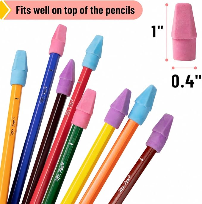 Mr. Pen- Pencil Erasers Toppers, 30 Pack, Colorful, Latex Free, No Smudge, Mr Pen Erasers for Pencils
