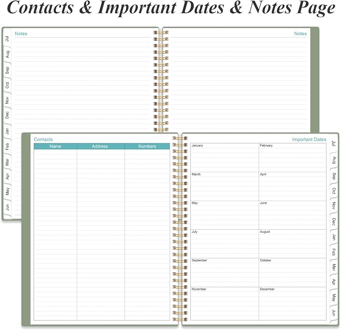 2026-2027 Planner - Planner 2026-2027 from July 2026 to June 2027 with 12 Monthly Tabs, Flexible Cover, Inner Pocket, 8.5" x 11", Green-B