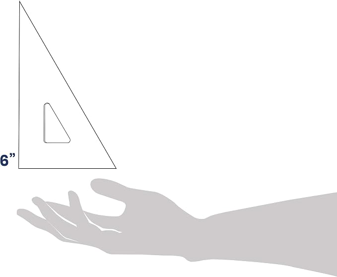 Pacific Arc Drafting Triangle, 6-inch, 30/60/90 Degrees, Clear Acrylic