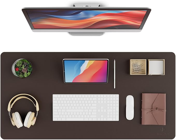 K KNODEL Desk Protector Mat and Pad for Office (Dark Brown, 15.7"x31.5") | Waterproof Desk Mat, Desk Pads and Blotters, Desktop Mat, Desk Protector and Cover, Office Computer, Laptop and Keyboard Mat